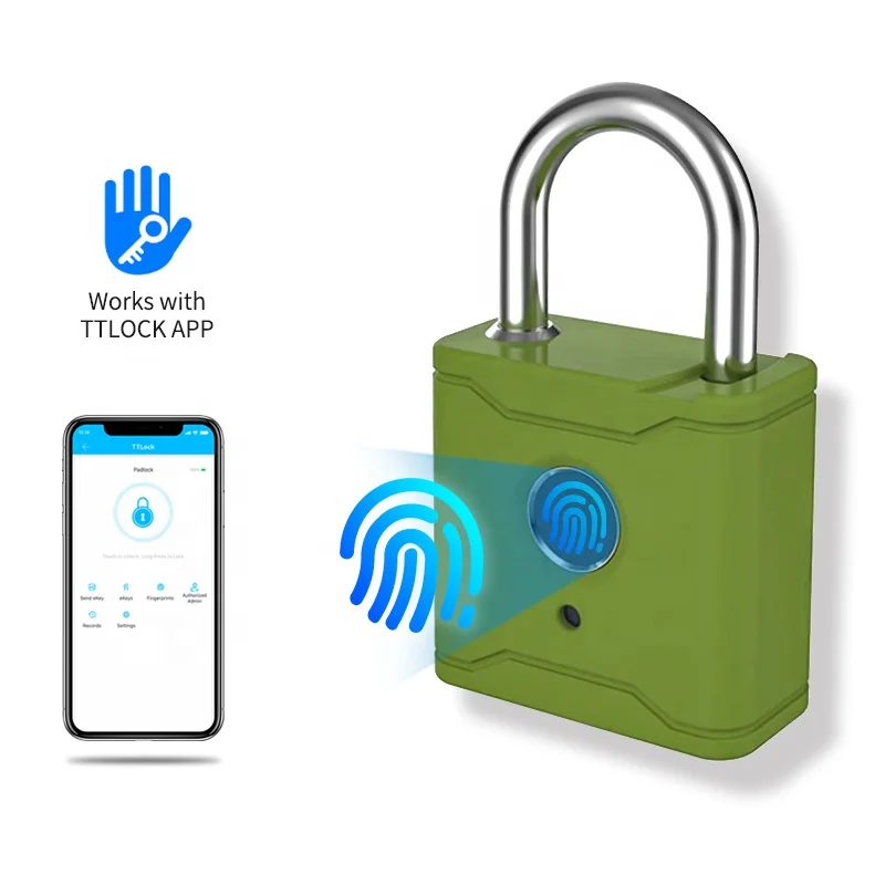 

Waterproof USB Rechargeable Keyless Thumbprint Locker Lock Wifi Mobile TTlock App Smart Fingerprint Biometric Padlock