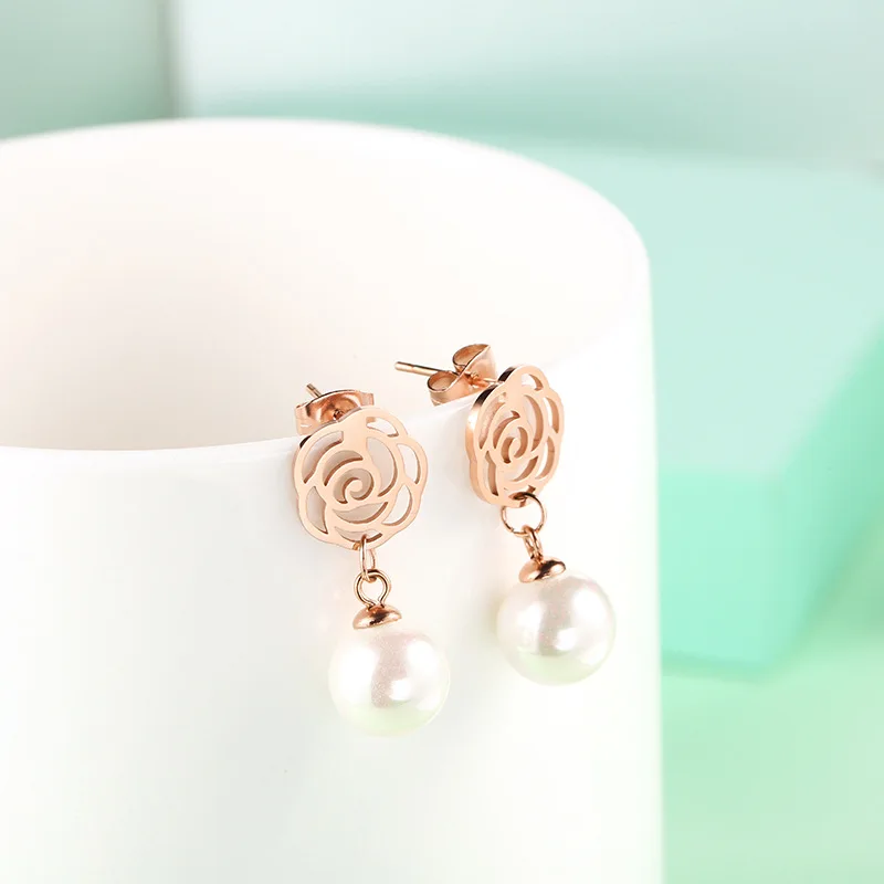 

Refined personalized pattern pearl earrings fashion earring ornament wholesale, Silver-gold-rose gold