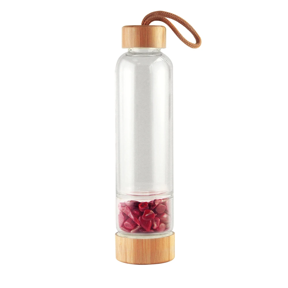 

2020 new style customizable Patented 500ml double wall crystal water bottle gemstone wholesale