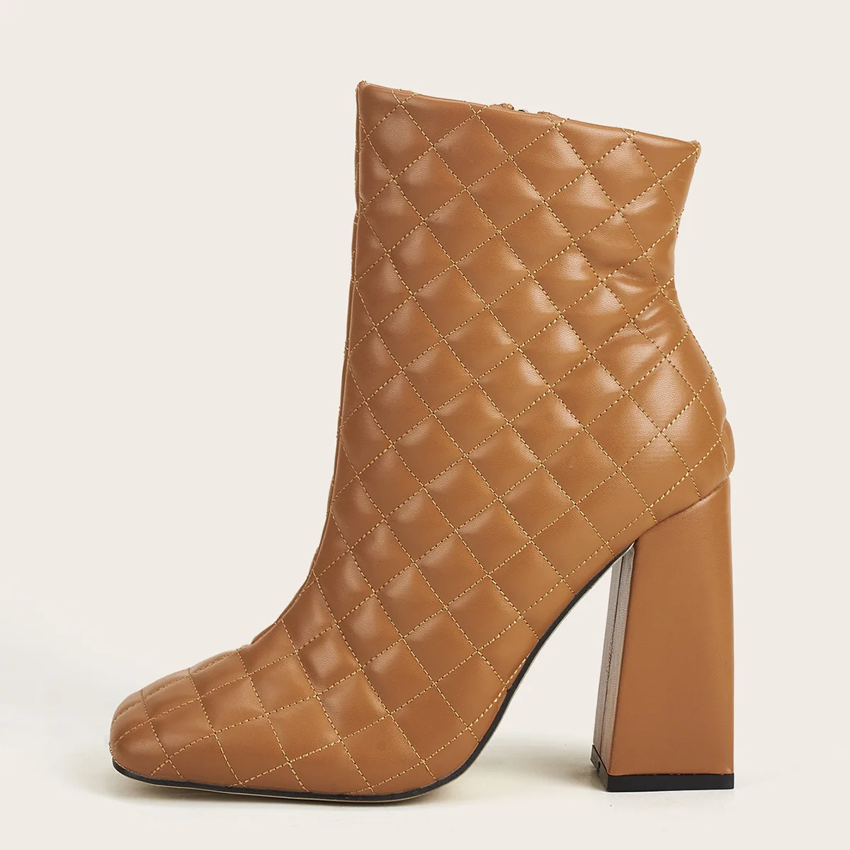 

Dropshipping square toe boots for women new styles PU block heel boots fashion big size boots for ladies