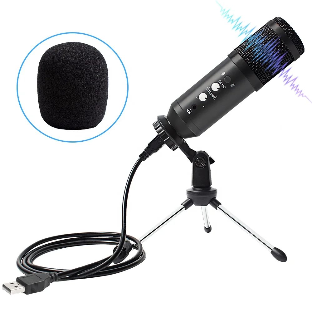 

Usb E21 Microphone Set for Laptop Metal Recording Condenser Microphone with Tripod for PC Webcam Game Vlog Streaming Popcast