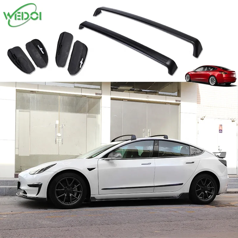 

Aluminum Alloy Top Roof Rack For Tesla Model Y Side Rails Bar Pads Crossbar Model 3 Aluminum Roof Rack Cross Bars