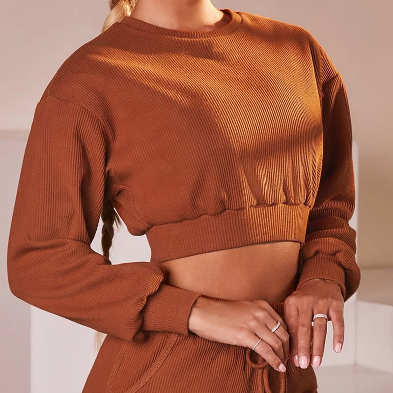 

Hot Selling Crop Sport Tops Casual Fashion Sports Fitness Running Sweater Women Long Sleeve Shirts Yoga Sportswear Top