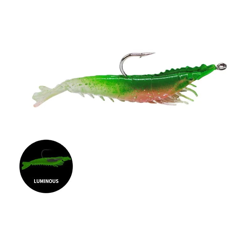 

6cm 10cm luminous soft fishing bait FISHGANG fishing soft lure metal inside shrimp, Vavious colors