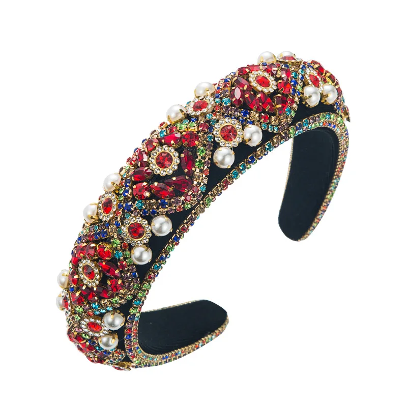 

Trendy Decoration Hairband Luxury Baroque Rhinestone Wide Brim Full Diamond Headband Jewelry