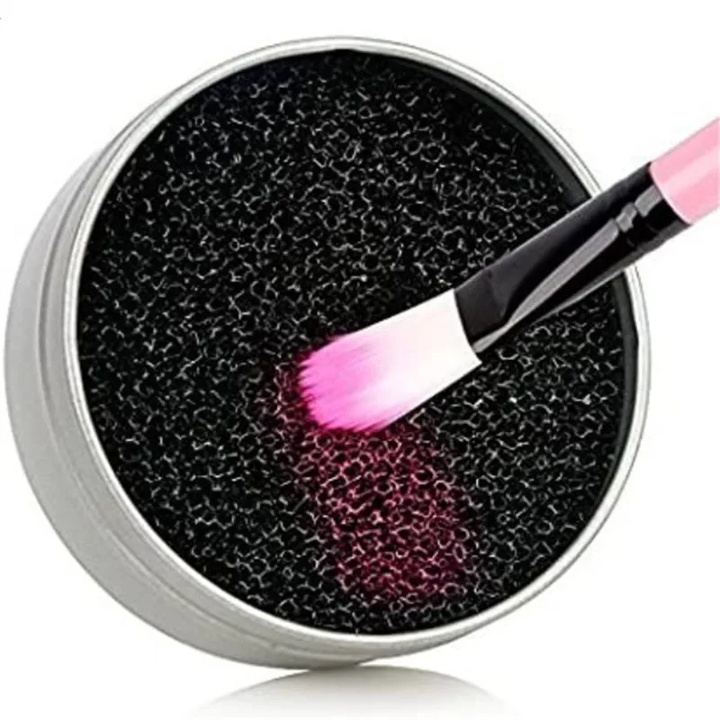 

Dry Color Sponge Makeup Brush Cleaner Removal Cleaning Scrubber Tool Cleaners, Black+silver