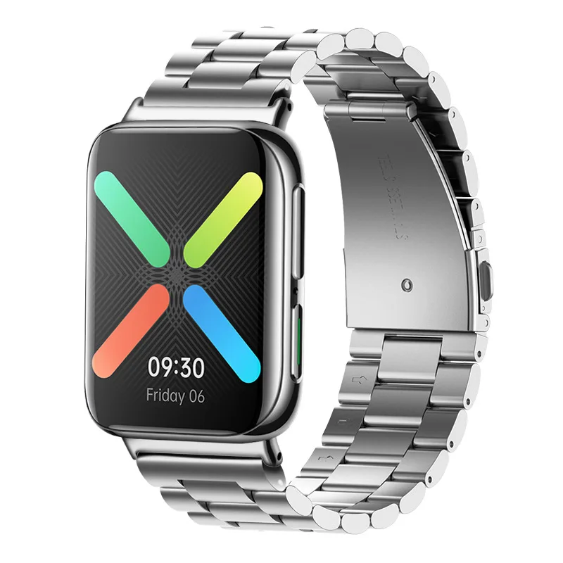 

Suitable for oppo watchband oppo watch 41mm/46mm stainless steel steel band three bead strap, 7 colors