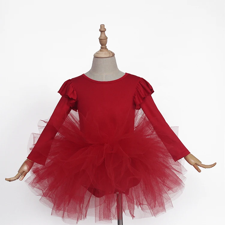 

Stock RTS red leotard dance costume girl knee length christmas tutu dancing dress for girl, Customize color