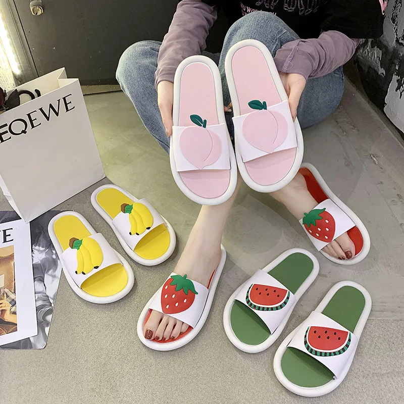 

Summer hot non-slip thick bottom indoor and outdoor cartoon fruit women flip-flops
