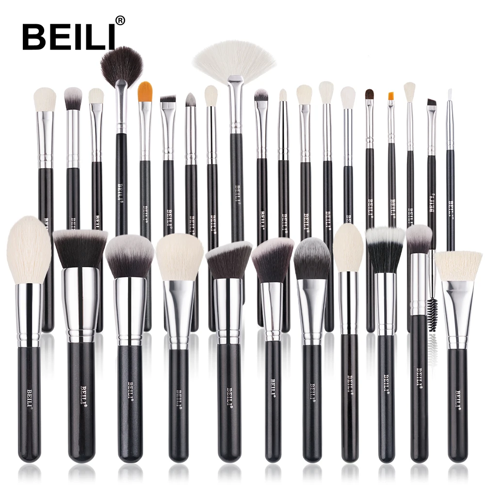 

BEILI Pro black make up brushes high quality synthetic makeup brush set foundation powder face eye makeup brush wholesale kit 30