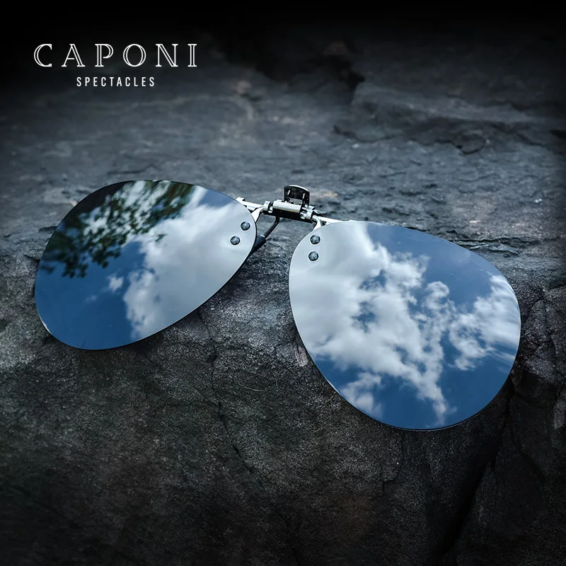 

CAPONI 2021 New Arrival Branded Design Style Fashionable Shades Sun Glasses Flip Up Gun Polarized Clip On Sunglasses