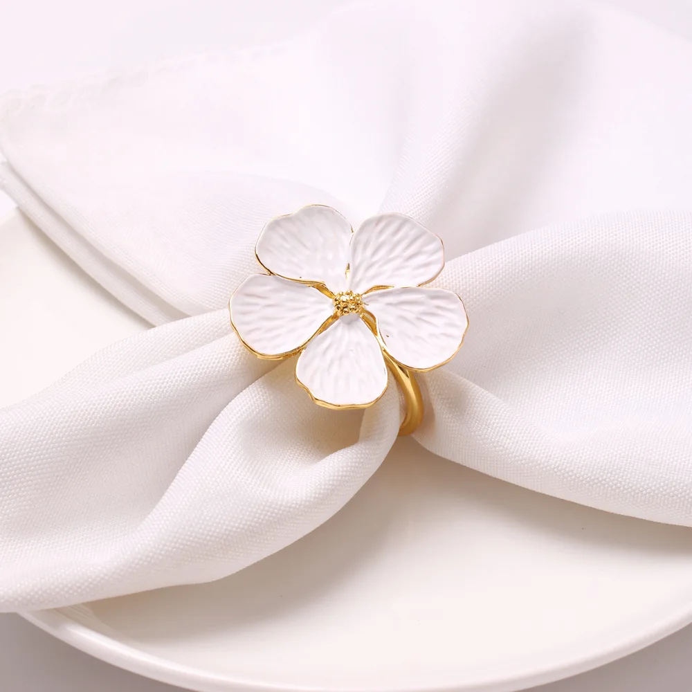 

Tabletex 2022 Flower Napkin Ring Eco-Friendly Metal Napkin Ring Holder Gold Dinner Napkin Rings for Restaurant Wedding, Gold/silver/pink/blue/white