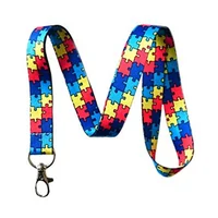 

2020 New product Autism Awareness sublimation lanyard printing logo phone lanyard custom lanyard leather