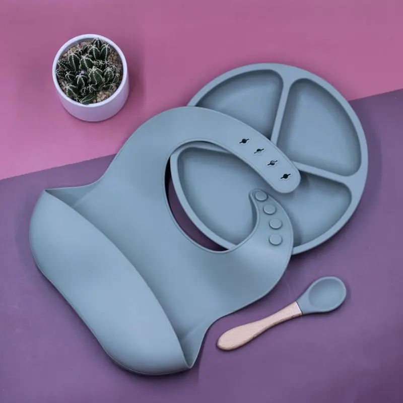 

Bpa Free Tableware Silicone Baby Feeding Suction Bowl Baby Bib Bowl Spoon Silicone Feeding Set