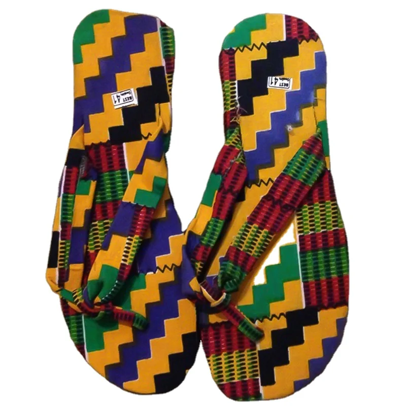 

Simple stylish African slippers shoes for women African women slippers with printing ladies fabric slippers, Customized color