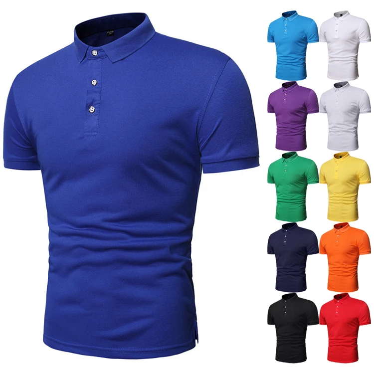 

Plus Size Casual Stylish Solid Color Men Summer T Shirt Tees Sports Wear Short Sleeve Tops POLO Shirt, Customized color