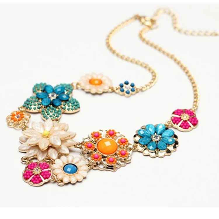 

Wholesale fashion popular hot sale cute resin flower temperament necklace pendant