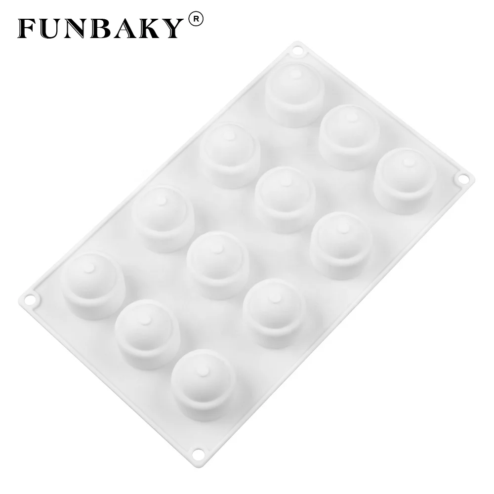 

FUNBAKY JSC3283 New design cake mould cylinder round 3 D circle shape 12 cavity household mousse cake mold baking molds, Customized color