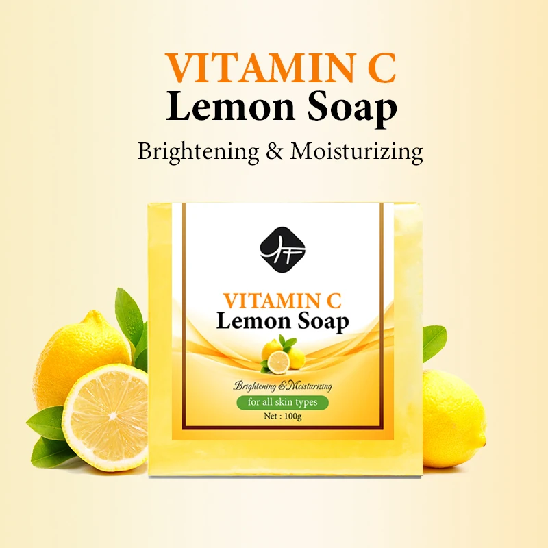 

Organic Natural Vitamin C Lemon Lightening Soap Bar For Face Hands Body Deeply Cleaning Whitening Lemon Soap