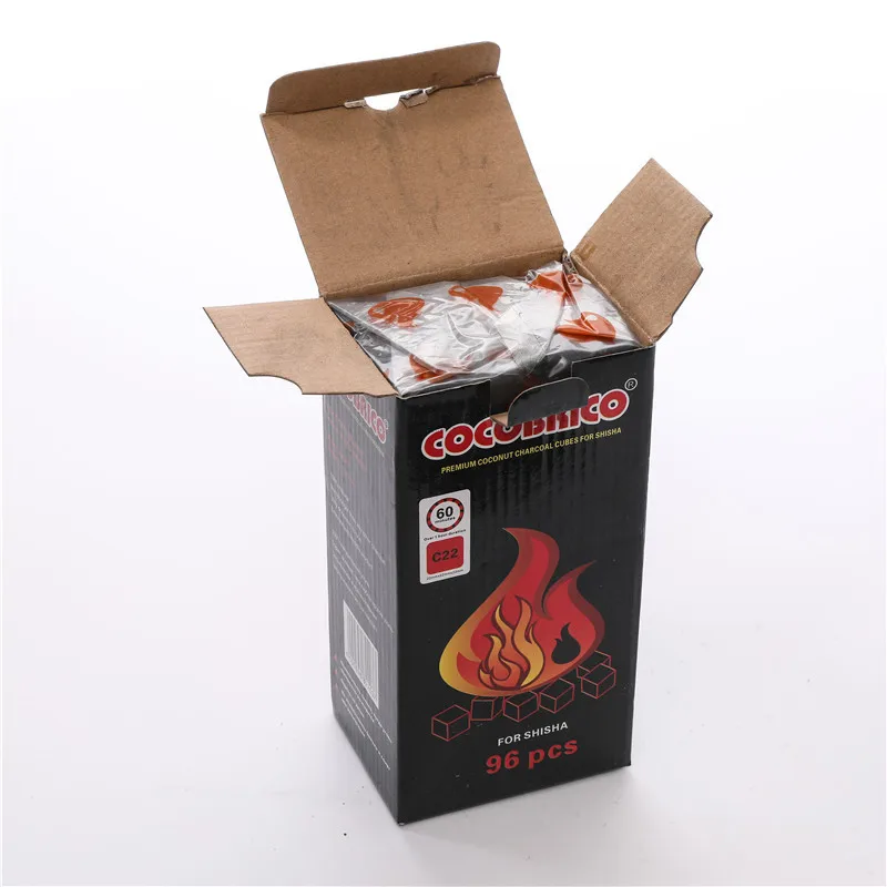Cocobrico Charcaol 96pcs Quick Light Burn Hookah Shisha Charcoals Coal