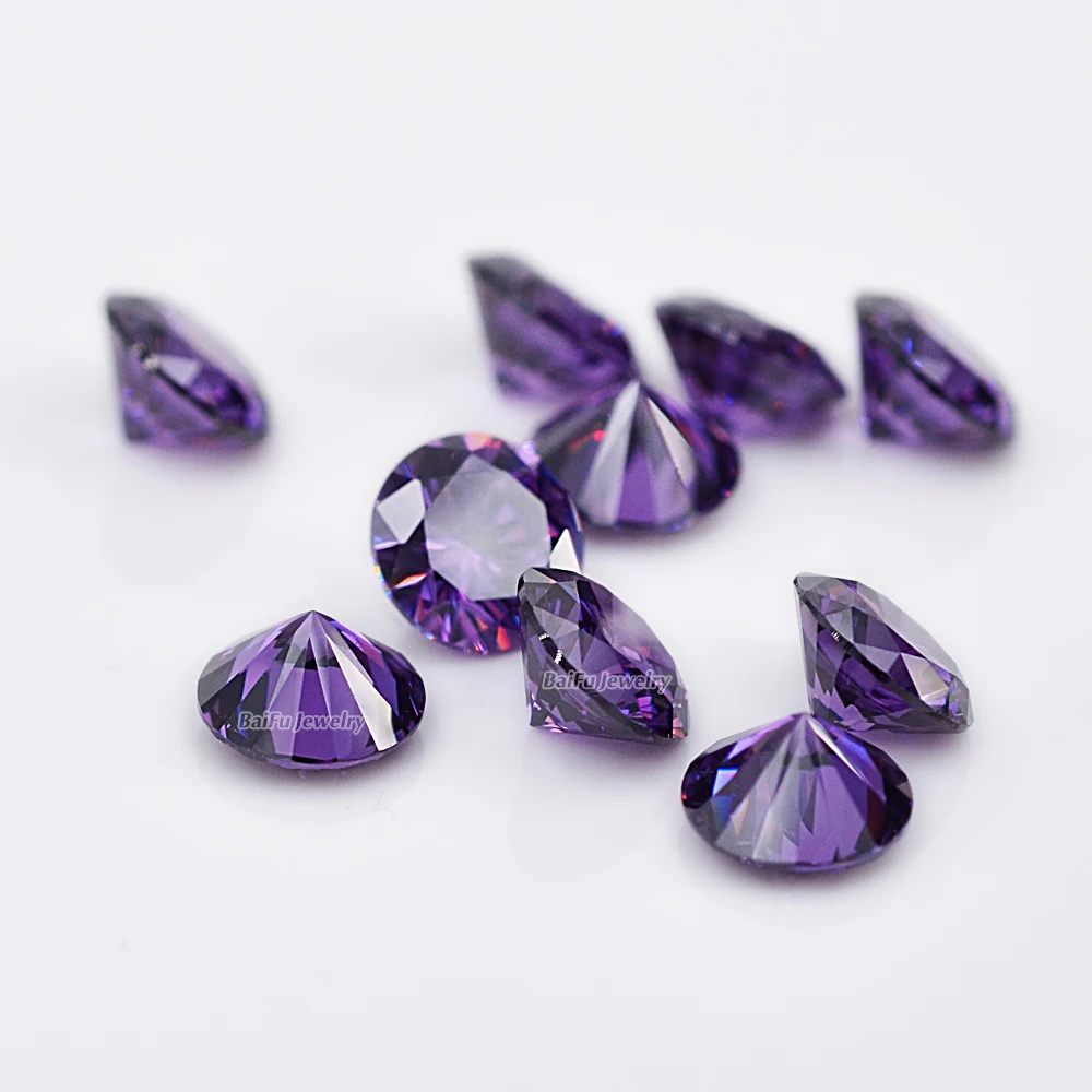 Baifu Jewelry Top Quality Round 3mm Amethyst Cz Gemstones