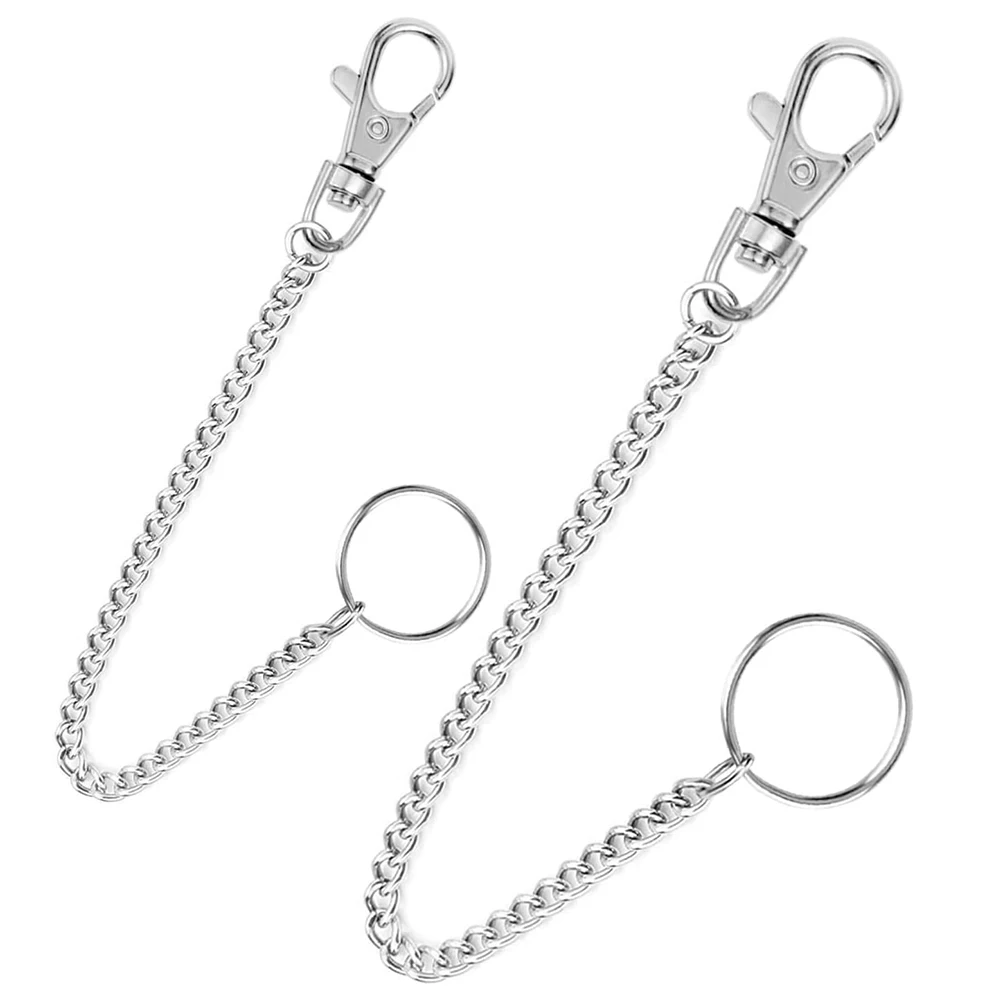 

Metal silver color 39cm length custom pocket key chain with snap hook and key ring