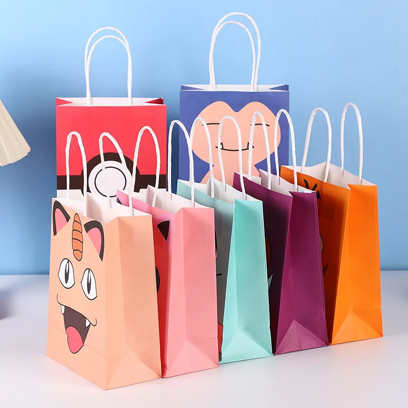 

Fancy Cute Digital Monster Small Gift Kraft Paper Candy Bag For Parties With Handles