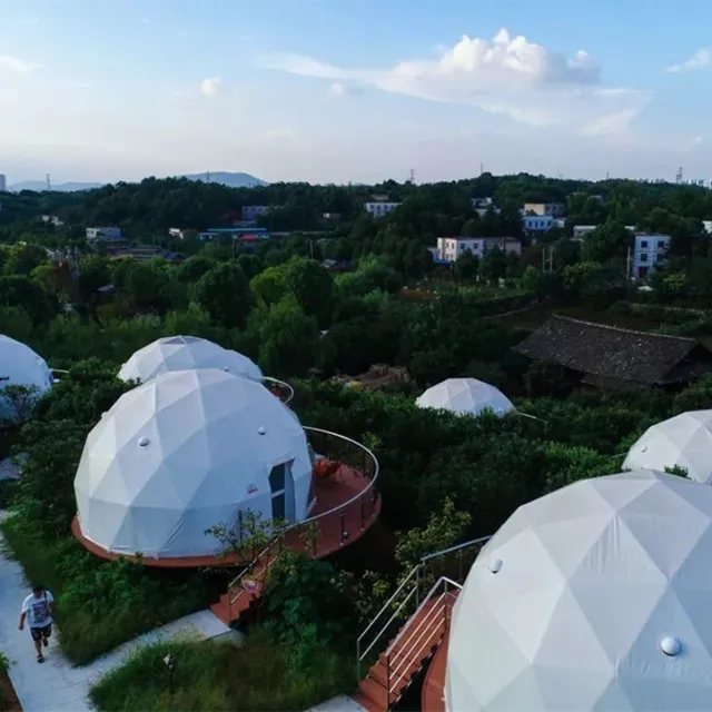 

Fashion Hot Hotel Garden Exclusive Air Inflation Pvc House Tent Glamping Hotel Luxury Geodesic Dome Cabin Tents, White or custom