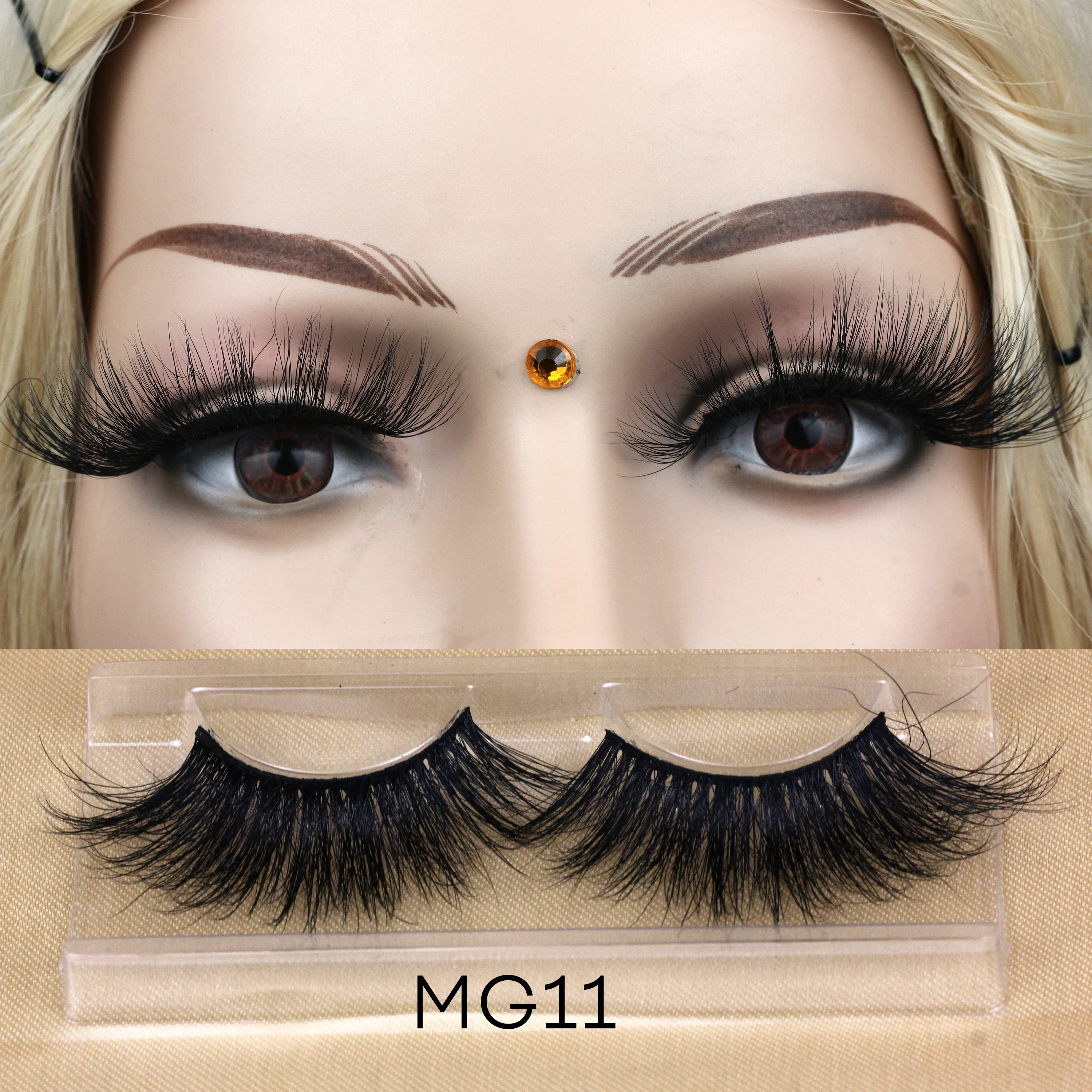 

MG11 wholesale 5d mink eyelashes strips natural fluffy eyelashes 25 mm 3d mink eyelash with magnetic box, Natural black