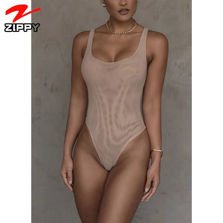 

Mesh essentials tank bodysuit women spring jumpsuits, Customized color