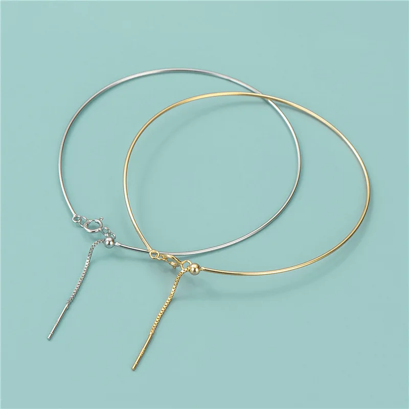 

S925 Sterling Silver Smooth Face Bracelet DIY Handmade Accessories Chain Adjustable For Jewelry Making
