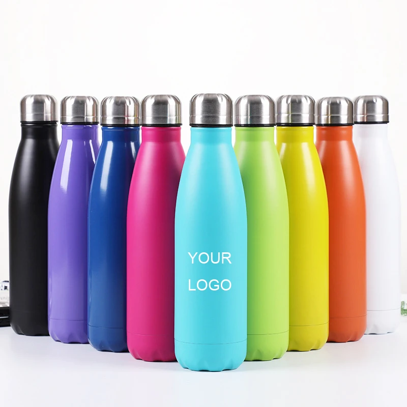 

17oz 500ml Customized pure colorful cola shaped double walled reusable metal water bottle thermos chilly termos flask