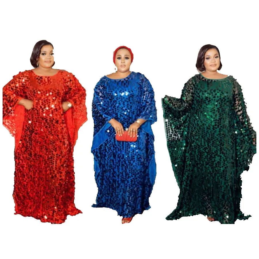 

Foma ethnic clothing FM-621 africa dresses fashion sequin chiffon long robe sexy 2 piece dress set for women, 5 colors
