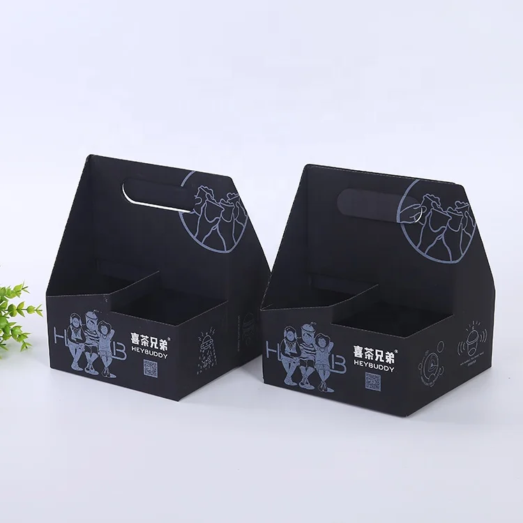 
Disposable 2 Cup Carrier Take Away Cardboard Paper Cup Holders With Custom Print 