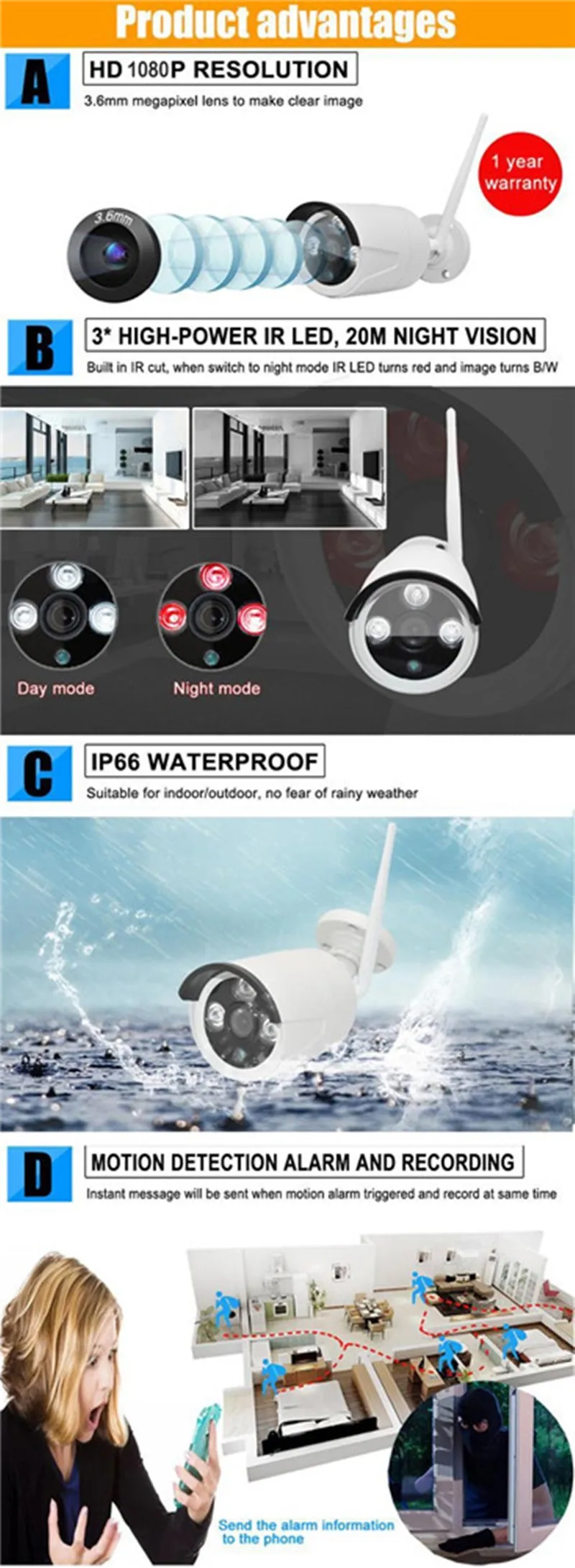 7inch LCD Monitor 2MP CCTV Camera System 1080P Wireless NVR Kit Video CCTV Surveillance System Set P2P Waterproof Outdoor