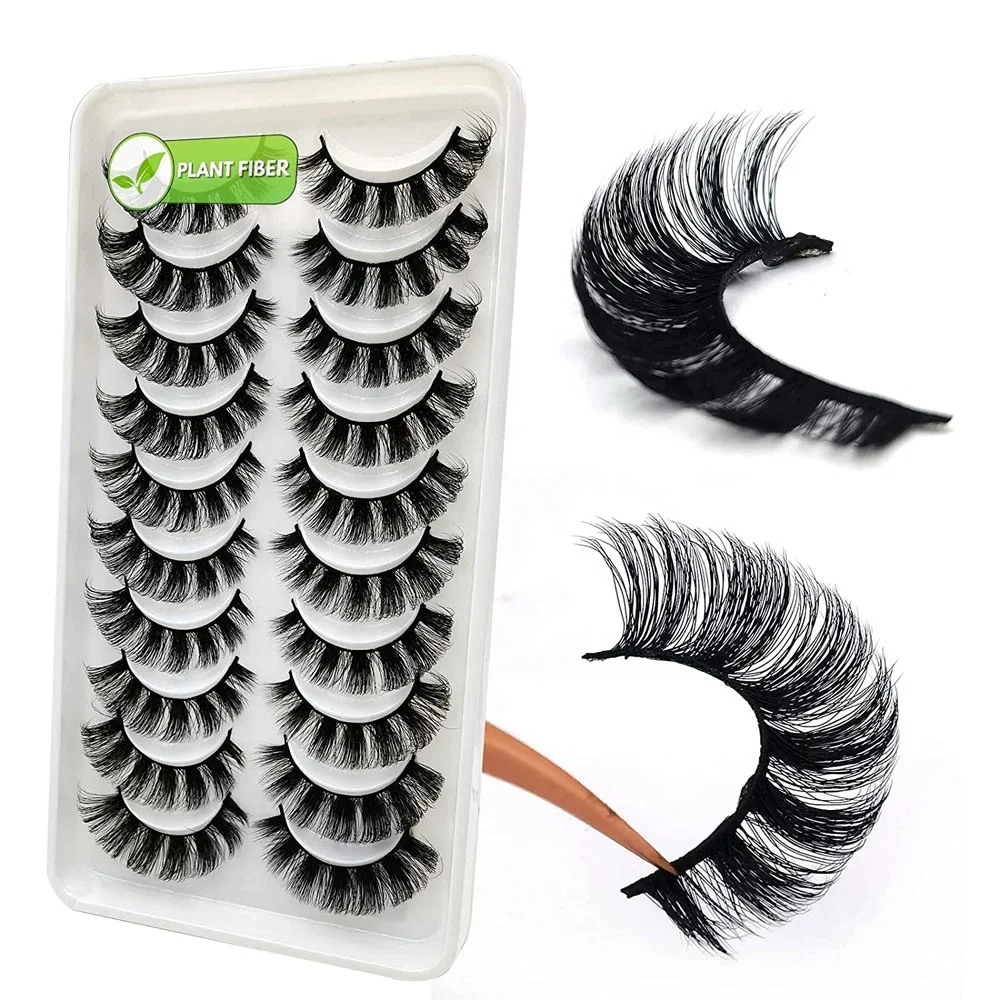 

Anforlin russian strip eyelashes fluffy d curl strip volume russian eyelash strips 10 pair vegan natural eyelashes vendor