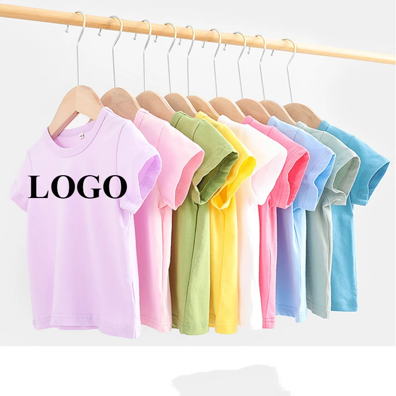 

High quality custom printing plain children's t-shirt blank cotton t-shirts for kids blank plain kids T-shirts logo printing, Total 16 colors