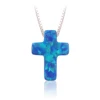 78 colors cross shape opal pendant with S925 box chain necklace