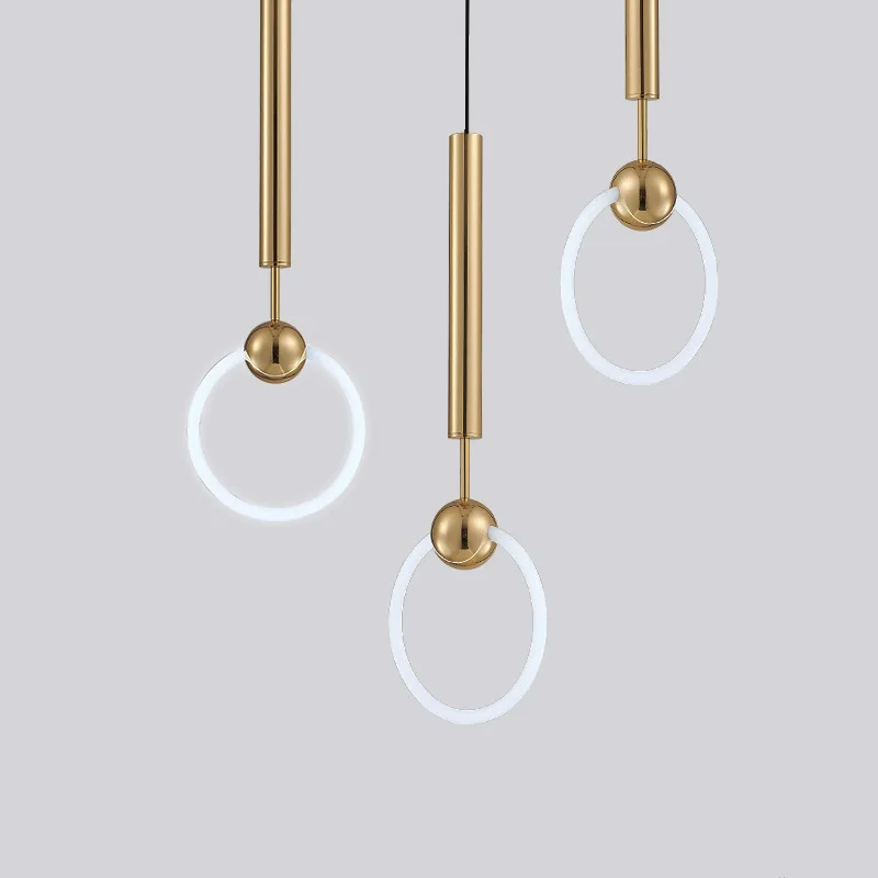 Hot sales iron golden hanging chandeliers led bedside pendant light luminaires suspension