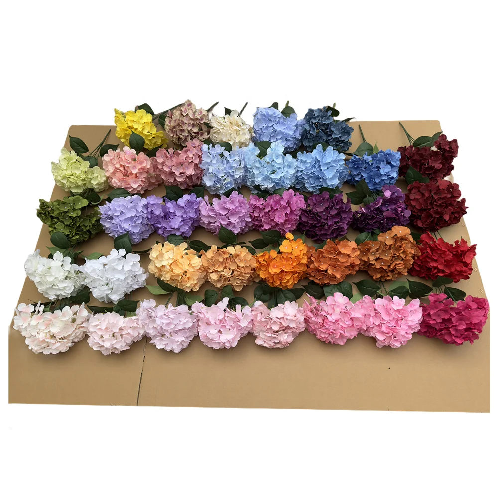 

multiple color 5 heads silk hydrangea flower artificial hydrangea for Wedding Decoration