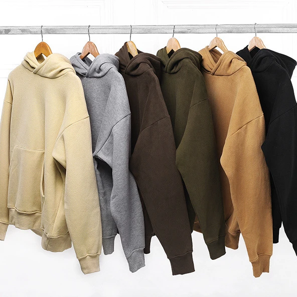 

2021 Custom Winter pullover hoodies Warm hoodies sweats essentials oversized hoodies heavyweight sweatshirts for men's in stock, Khaki