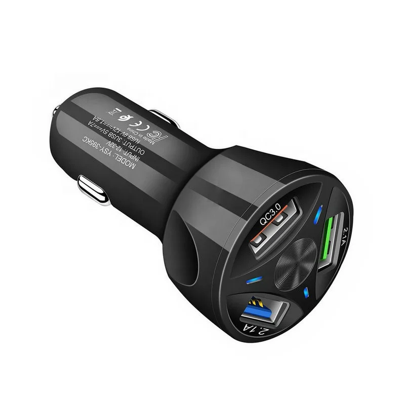 

7A 3 Port USB Fast Charging Car Charger Adapter LED 3 Usb QC3.0 Fast Car Charging Mobile Phone Car USB charger For Cell Phones, Black white