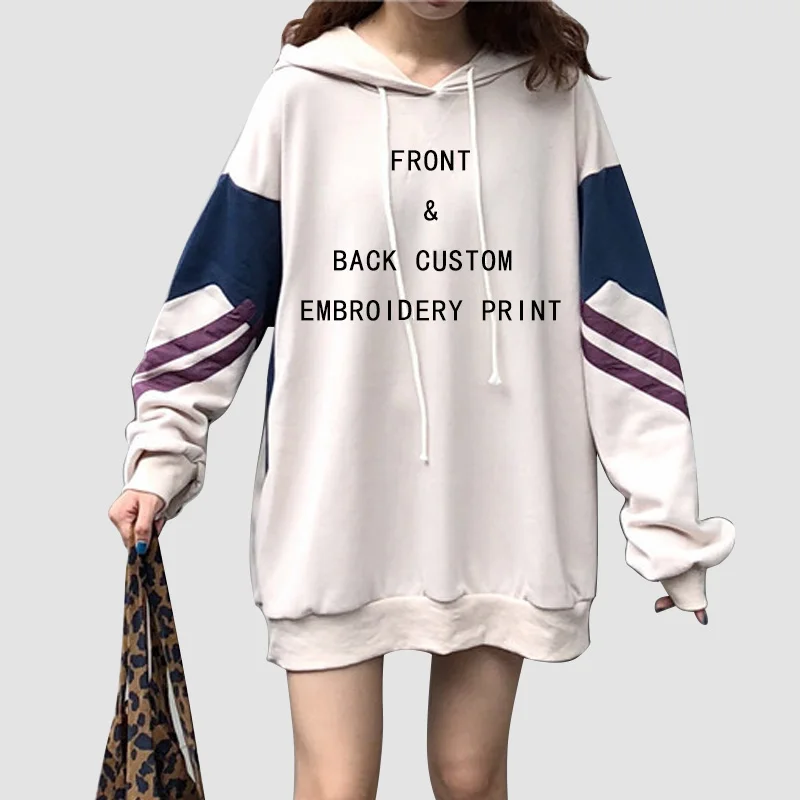 

OEM Custom Fashion Streetwear Winter Women Hoodie Color block Furry Pullover