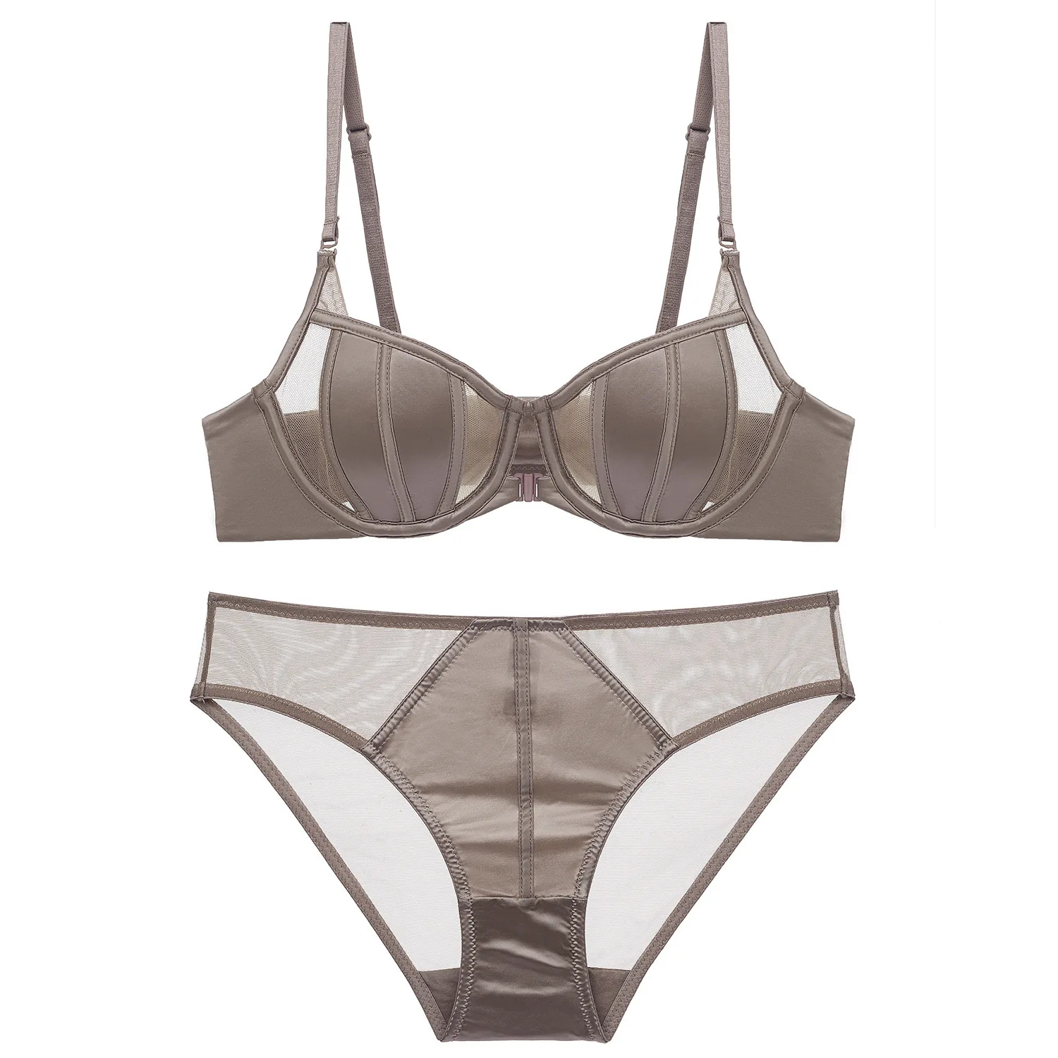 Hot Sell Wholesale Front Open Buckle Plus Size Bra Hollow Out luxury Silk Bra And Panty Sets Lingerie Women Sexy Bra Brief sets