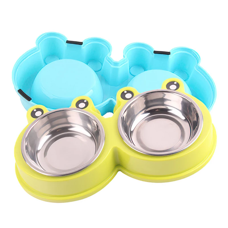 

Cute Cartoon Frog Dog Cat Food Pet Bowl Dish Stainless Steel Anti-Slip Drinking Feeding Bowl Pet Feeder