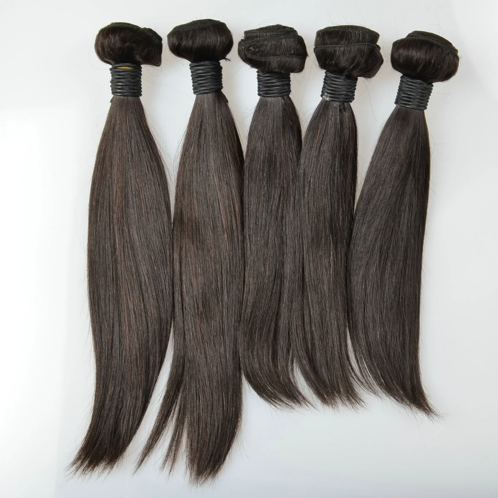 

Wholesale Natural Black Color Thick Ends Machine Bundles Weft Hair Extensions Human Hair