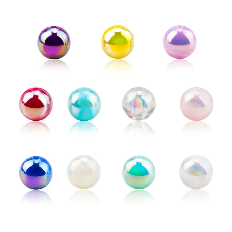 

High Light Colorful AB Smooth Faceted Round Loose Pearls for DIY Decoration Making, Multi colors half round pearls