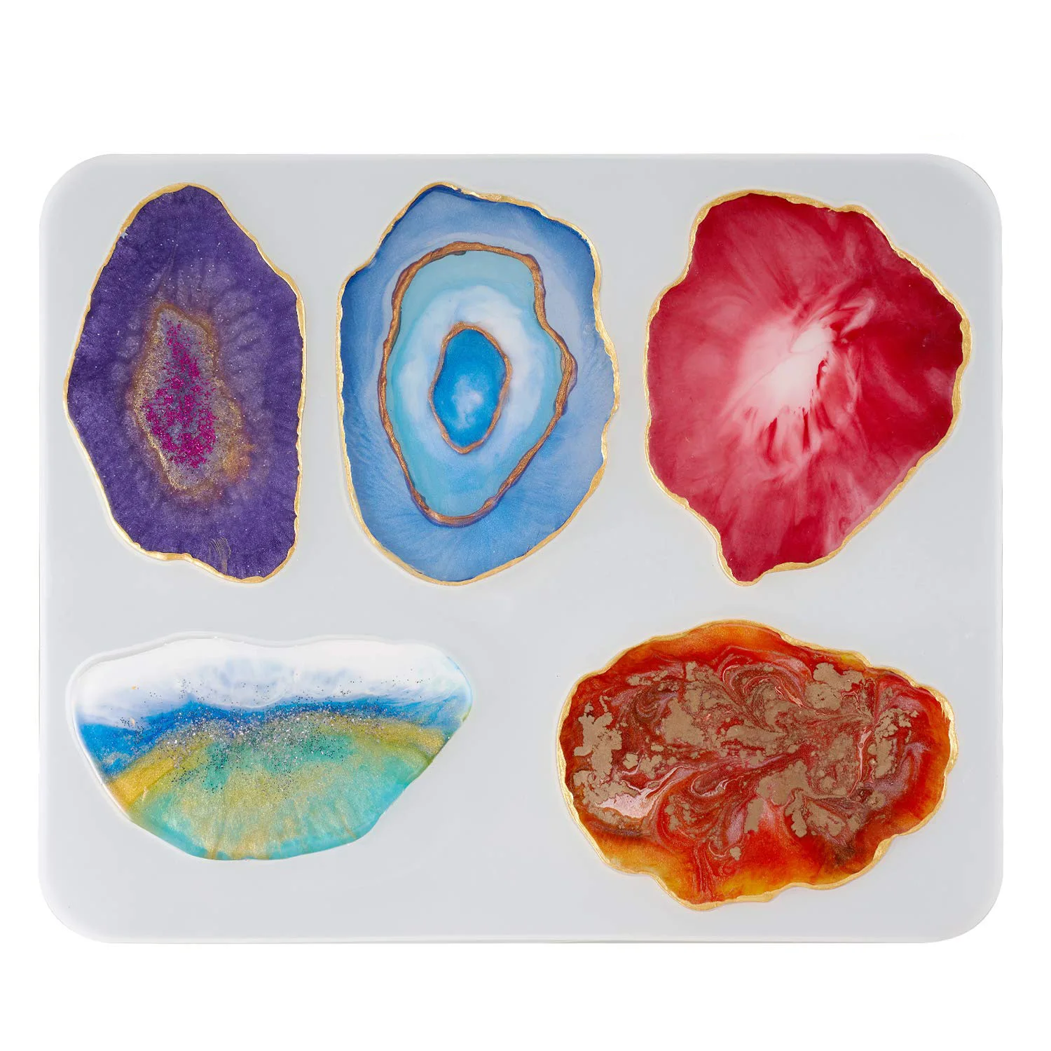 

Resin Agate Slice Silicone Resin Mold,Coaster Mold with 5 Large Size Irregular Patterns, Epoxy Resin Mold for Making Cloud Shape, Translucency