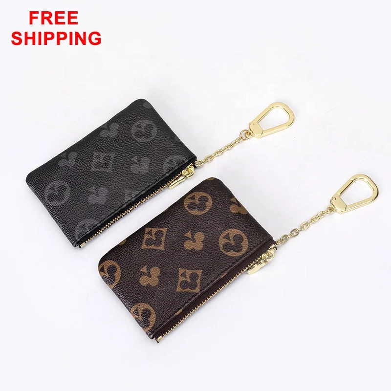 

free shipping Vintage retro mini zipper leather keychain coin purse for ladies women men