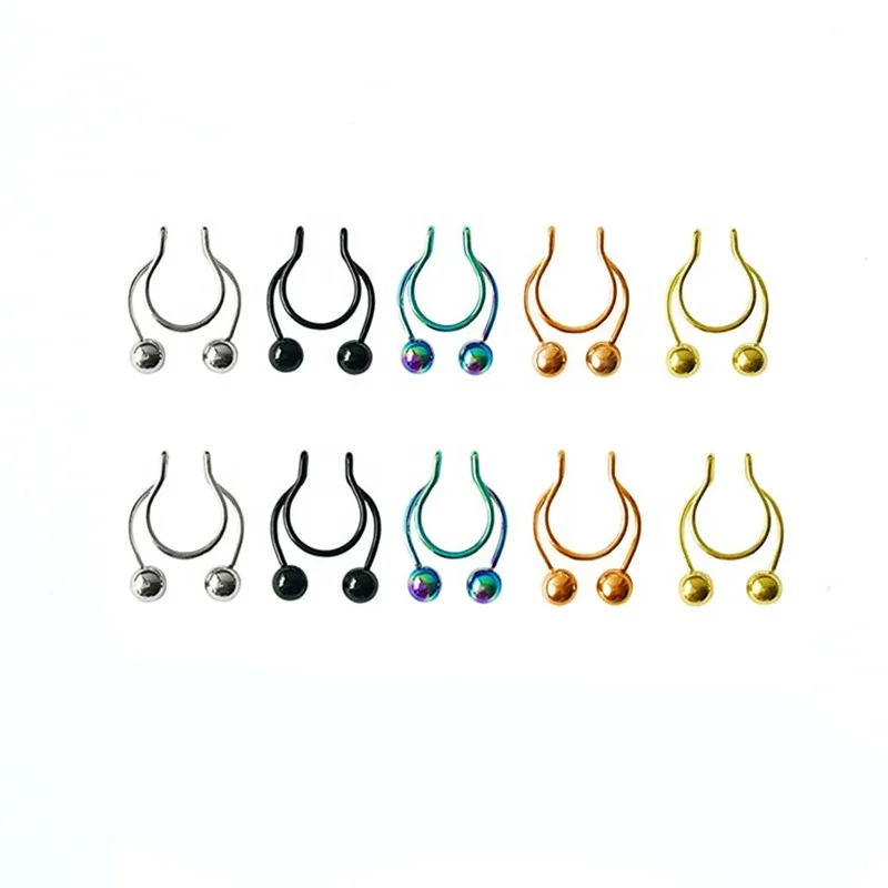 

Hot Selling Wholesale New Design Stainless Steel Fake Piercing Nose Ring In Stocking